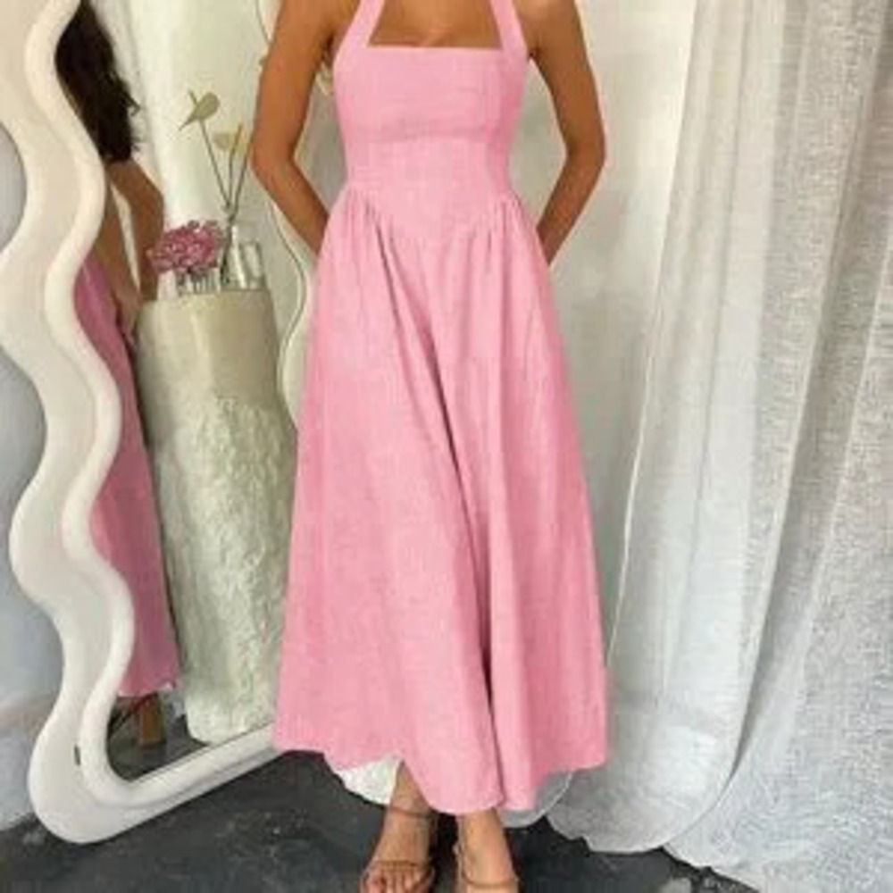 ZARA Pink Casual Women's Vacation Elegant Long Dress